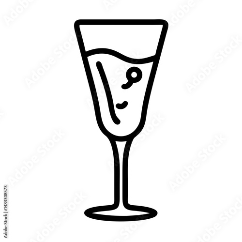 Champagne glass filled with sparkling beverage in a minimalist design  
