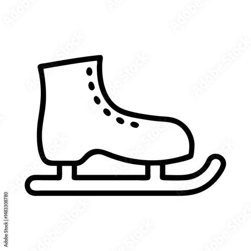 Ice skate icon in minimalist black outline design  