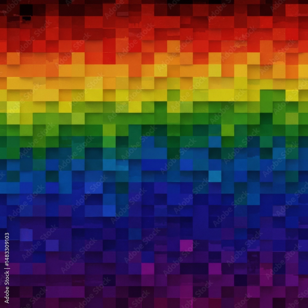 Fototapeta premium Vibrant Rainbow Pixel Background