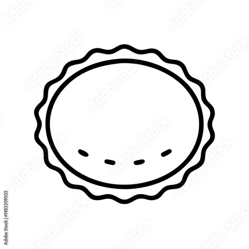 Empty pie crust with decorative edges in simple line style  