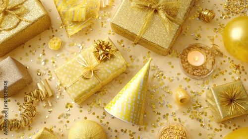 Gold celebration gifts and party supplies