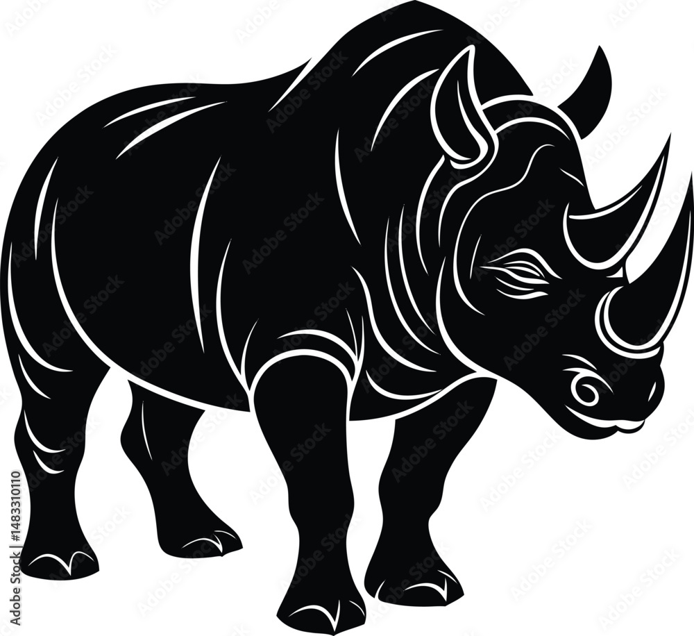 Fototapeta premium Rhinoceros Silhouette With Strong Posture
