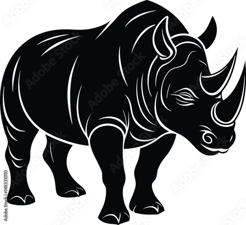 Rhinoceros Silhouette With Strong Posture