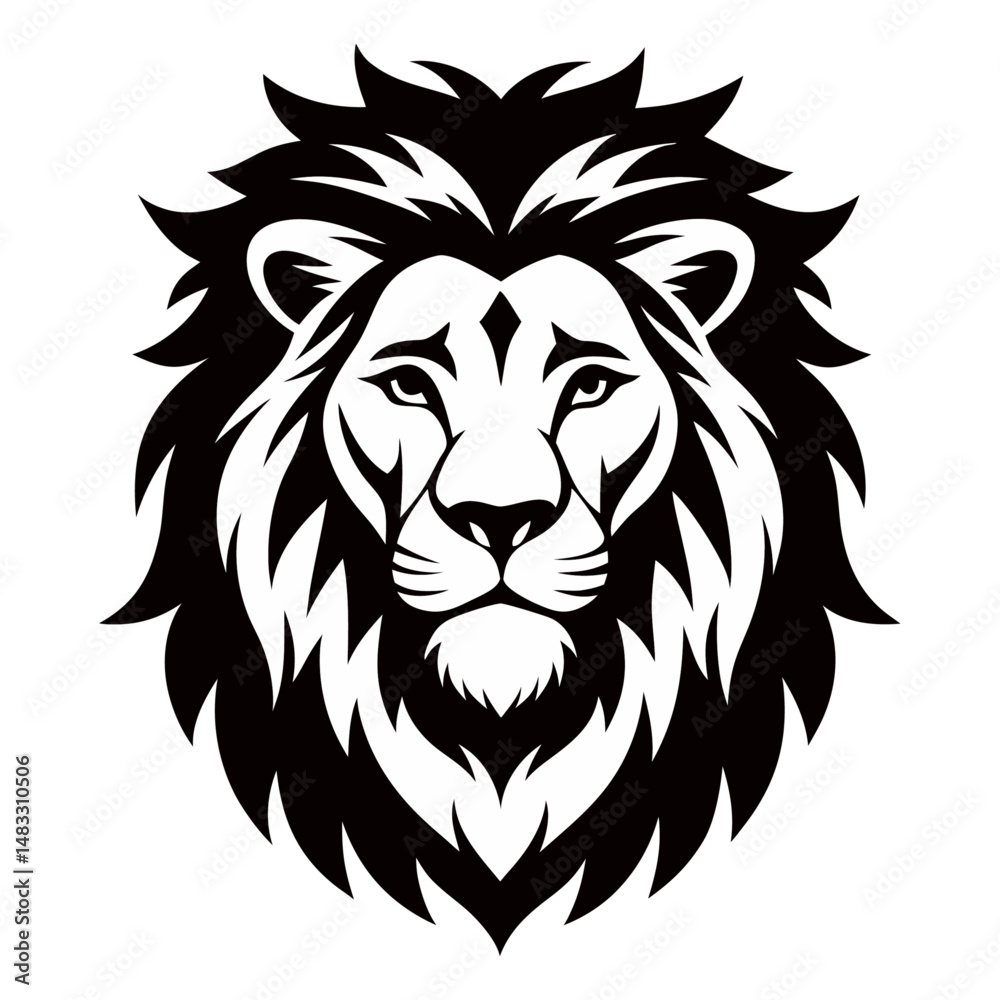 Fototapeta premium Lion silhouette vector Style with white background