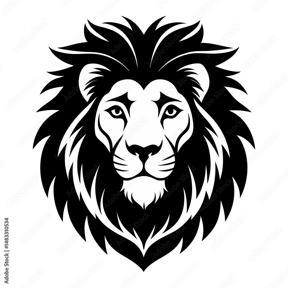 Fototapeta premium Lion silhouette vector Style with white background