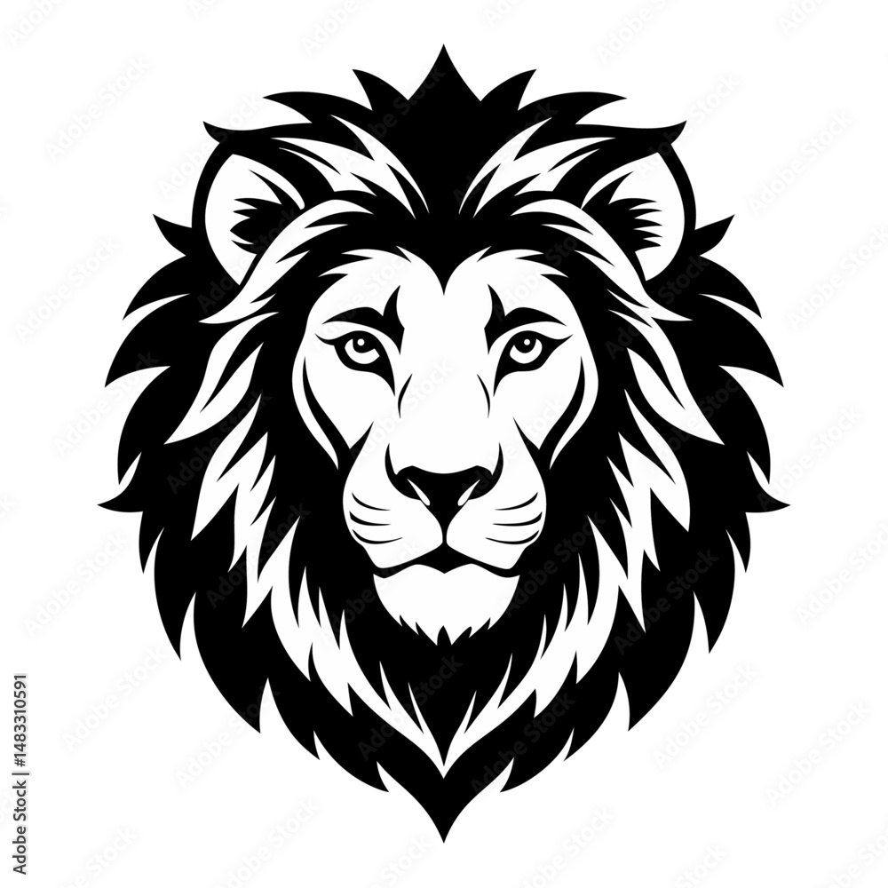 Fototapeta premium Lion silhouette vector Style with white background