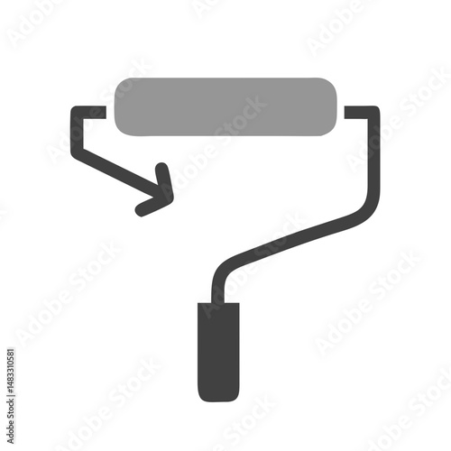 Paint Roller on Wall Surface Icon Representing Painting and Home Renovation