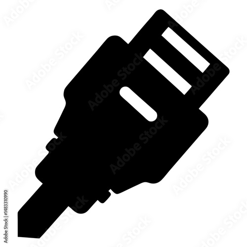 Detailed black and white illustration of a universal serial bus type A connector