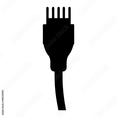Black silhouette of a network cable connector on a white background