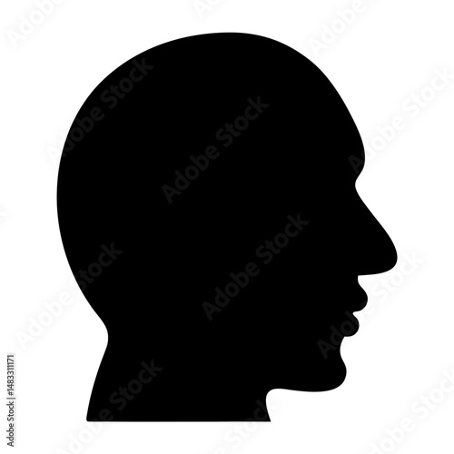 Silhouette of a Head Profile Shows a Man's Thoughts in Darkness