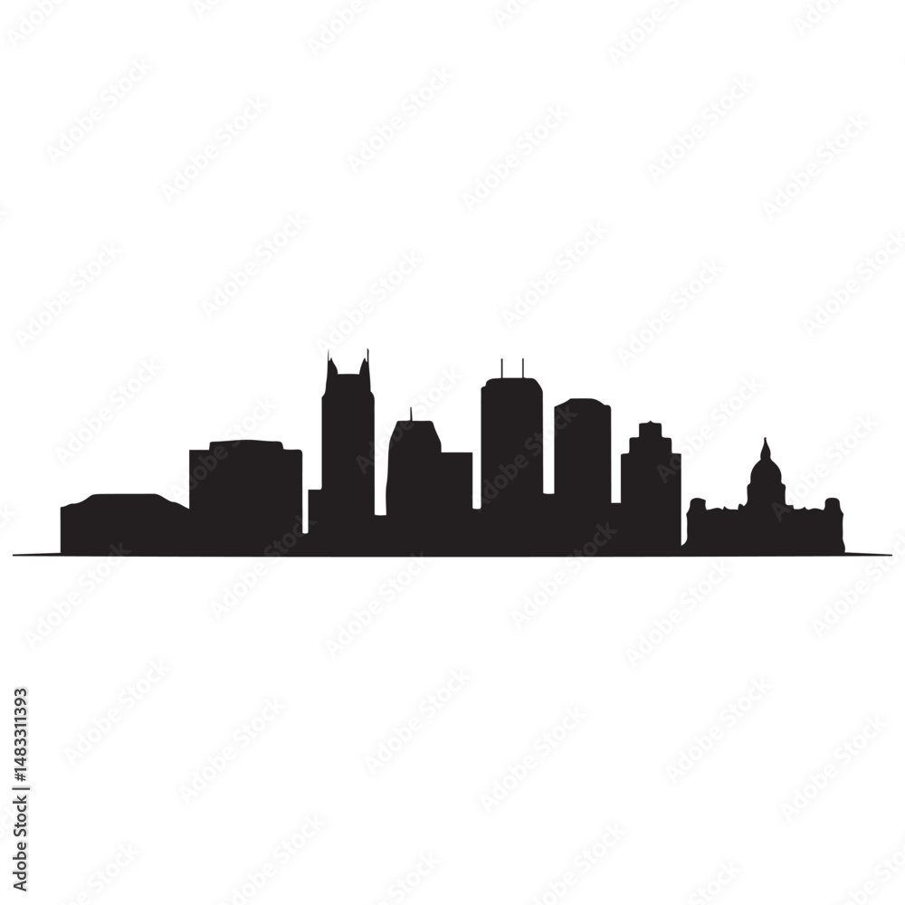 Naklejka premium Twin cities skyline horizontal banner. Black silhouette of Twin Cities, Minnesota. Vector template for your design. Vector black silhouette. with white background