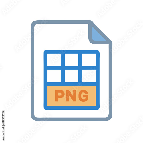 PNG File Format with Grid Layout Icon Representing Image Editing and Transparent Background
