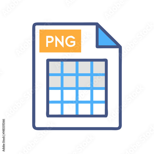 PNG File Format with Grid Layout Icon Representing Image Editing and Transparent Background