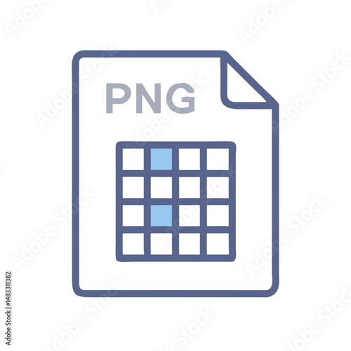 PNG File Format with Grid Layout Icon Representing Image Editing and Transparent Background