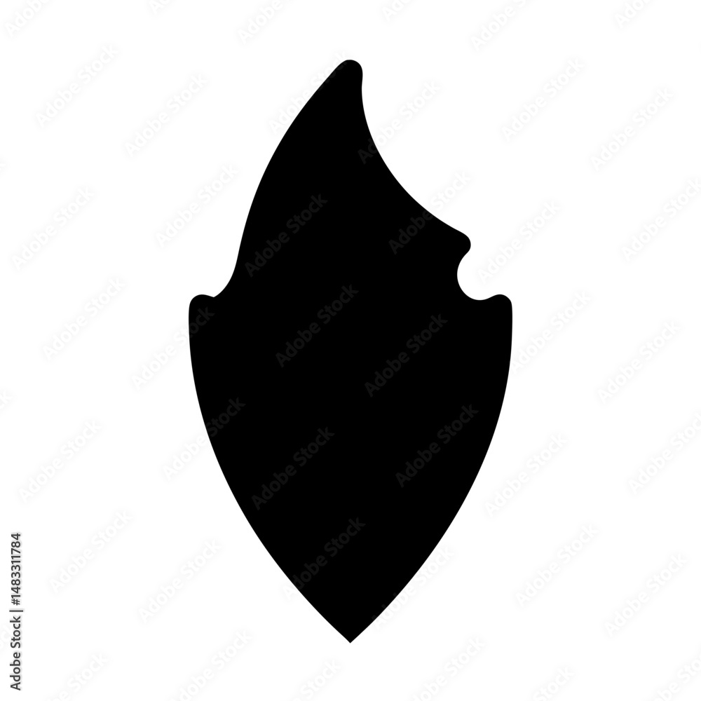 Obraz premium Abstract Black Shield Emblem with Flame Like Top Design Symbol
