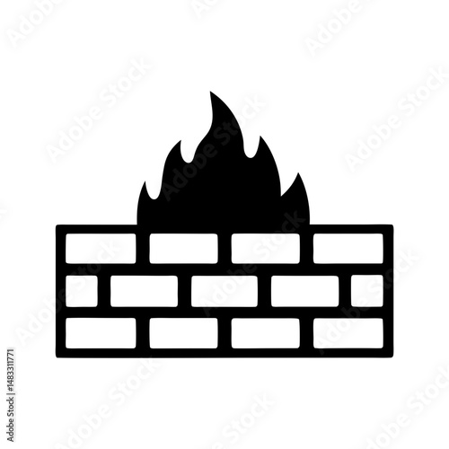 Firewall vector icon for internet security, network protection, and system safety