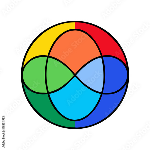 RGB Color Wheel Diagram Icon Representing Digital Color Theory and Design