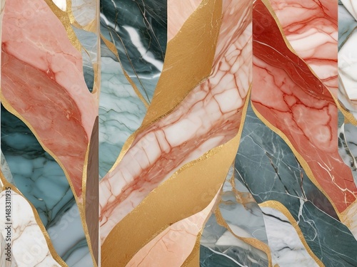Elegant Multicolored Marble Pattern with Gold Accents
