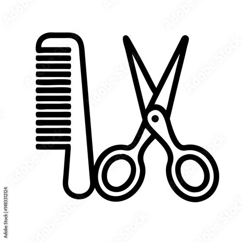 Scissors and Comb Icon Representing Hairdressing and Hairstyling Services