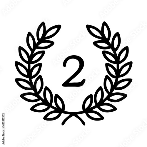 Second Place Laurel Wreath Icon Representing Silver Award and Achievement