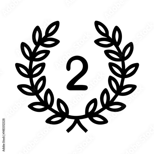 Second Place Laurel Wreath Icon Representing Silver Award and Achievement