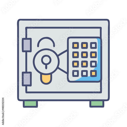 Secure Bank Vault with Keypad Icon Representing Financial Security and Access Control
