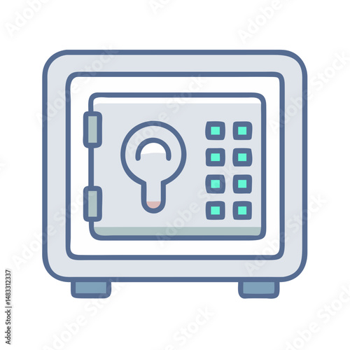 Secure Bank Vault with Keypad Icon Representing Financial Security and Access Control