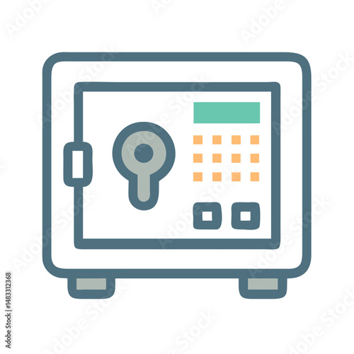 Secure Bank Vault with Keypad Icon Representing Financial Security and Access Control