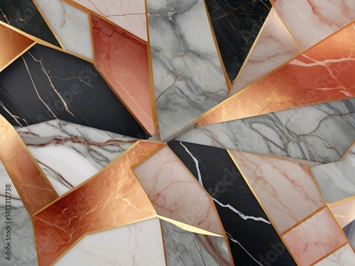 Colorful Marble Tile Collection with Gold Edges