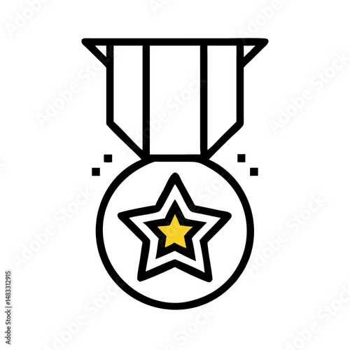 Star Medal Badge Icon Representing Achievement and Excellence