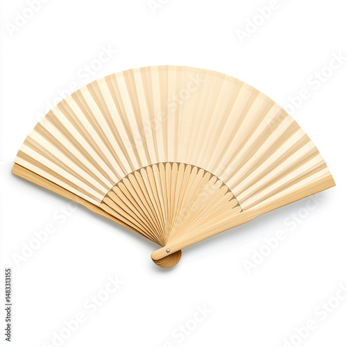 fan  wooden fan  folding fan  hand fan on white background