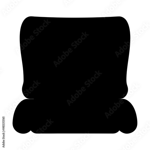 Monochromatic silhouette of a cushioned chair with rounded edges on white
