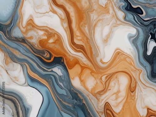 Elegant Marbled Abstract in Warm and Cool Tones