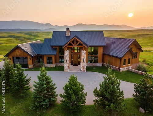 Luxury Mountain Home Design Stunning Contemporary Log Cabin with Panoramic Views photo