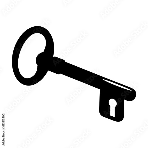 Vintage Skeleton Key in Bold Black and White Silhouette Style