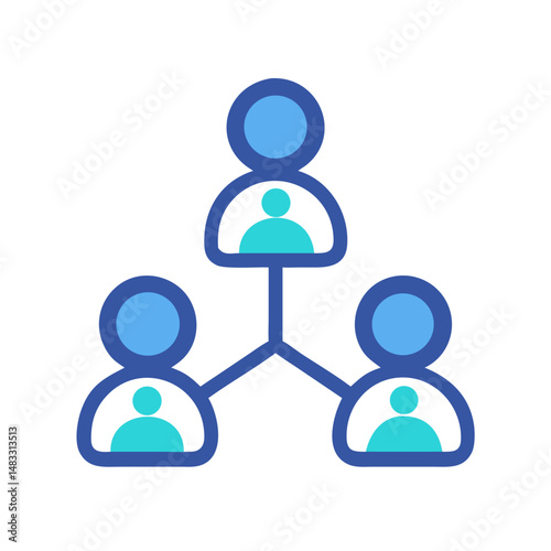 Team Members Connection Icon Representing Collaboration and Networked Communication