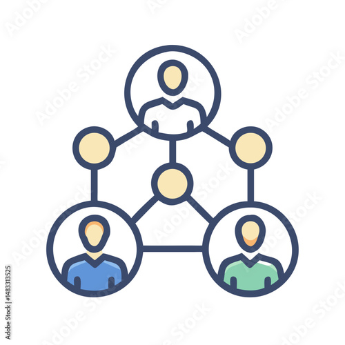 Team Members Connection Icon Representing Collaboration and Networked Communication