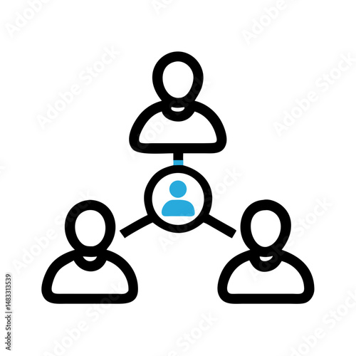 Team Members Connection Icon Representing Collaboration and Networked Communication