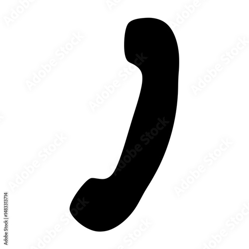 Black silhouette of a vintage telephone handset, simple communication tool image