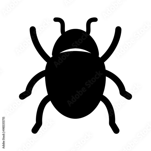 Stylized Silhouette of a Beetle or Bug with Six Legs and Antennae
