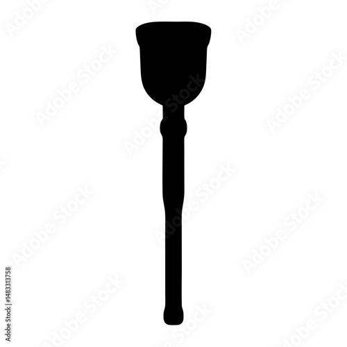A black silhouette of a vintage plunger for household cleaning tasks