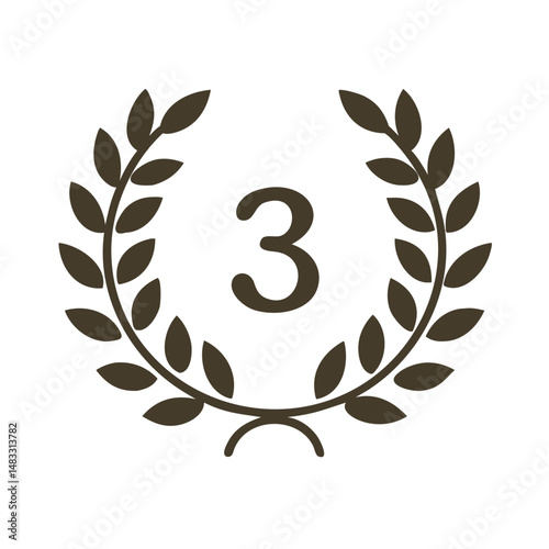 Third Place Laurel Wreath Icon Representing Achievement and Bronze Award