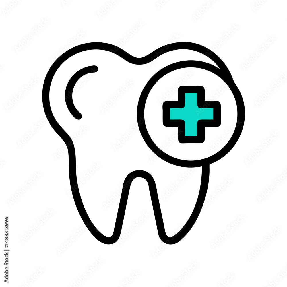 Tooth with Medical Cross Icon Representing Dental Care and Oral Health Services Tooth with Medical Cross Icon Representing Dental Care and Oral Health Services
