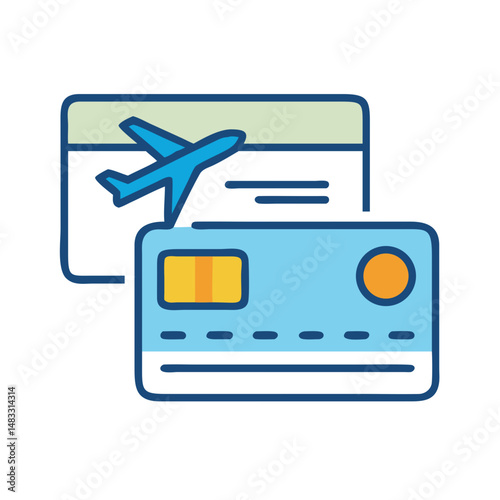 Travel Credit Card Icon Representing Vacation Payments and Travel Rewards