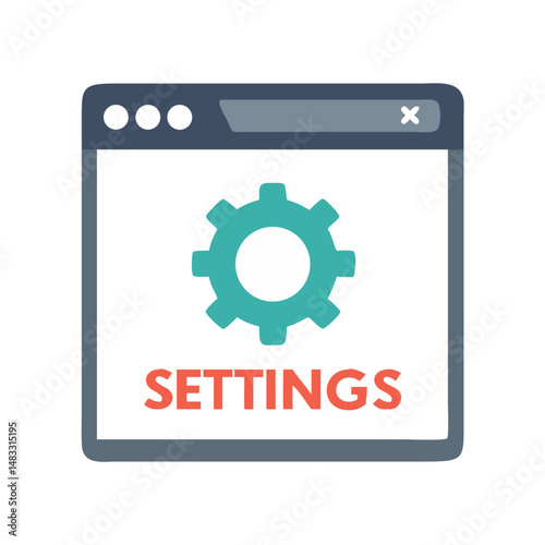 Webpage with Settings Gear Icon Representing Website Configuration and Interface Customization