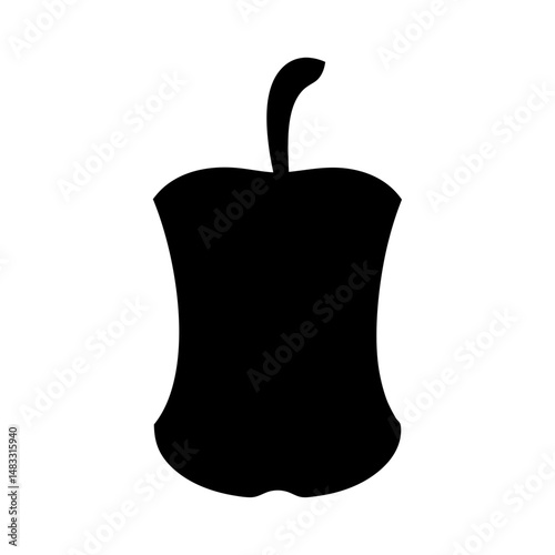 Monochromatic apple core silhouette suggests concepts of consumption and loss