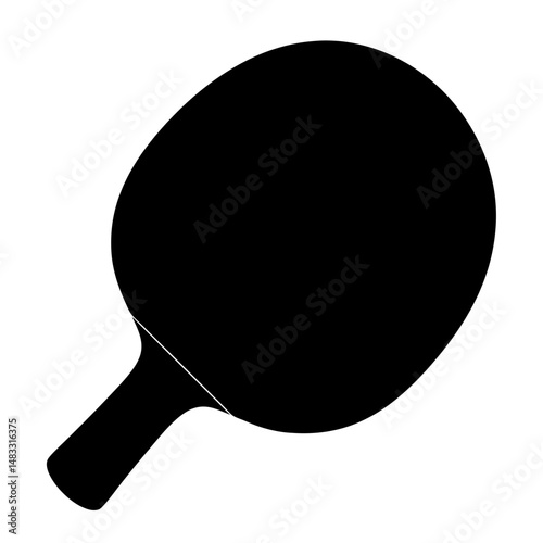 Black Silhouette of Table Tennis Paddle Ready for Action and Play