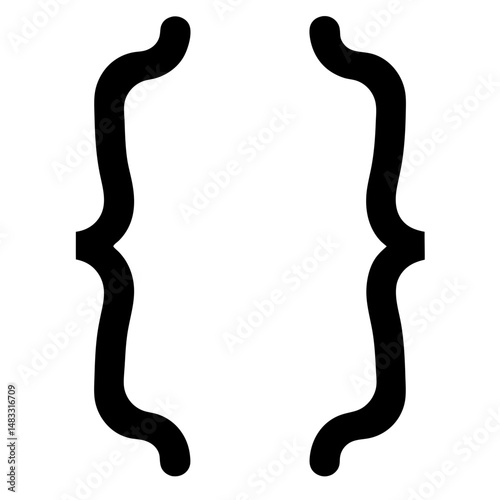 Stylized Curly Braces Standing as a Symbol of Mathematical or Computer Expression