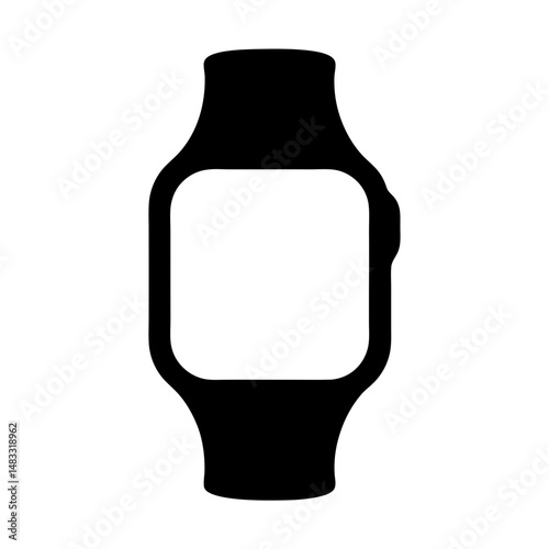 Black Silhouette of a Modern Smartwatch with a Square Display and Bands