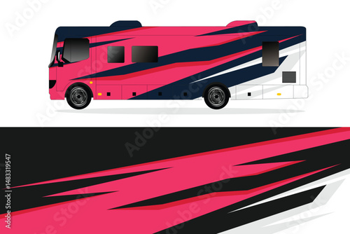 Vibrant RV Design with Dynamic Stripes and Colors